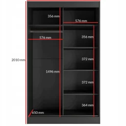 Szafa przesuwna Como 2D 120 Czarna (lacobel)