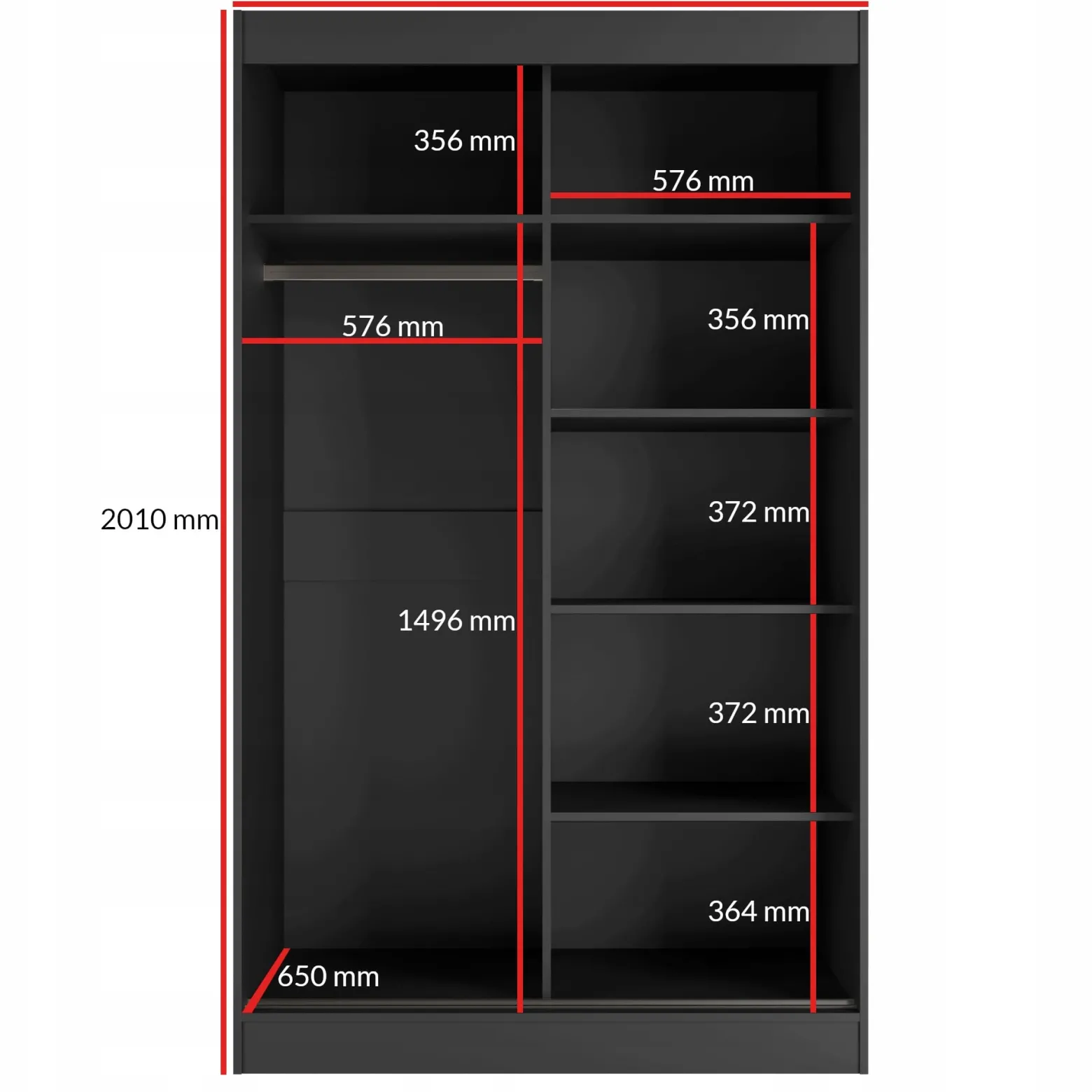 Szafa przesuwna Como 2D 120 Czarna (lacobel)