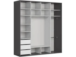 Szafa przesuwna Flex 220 cm z lustrem grafit/dąb wotan