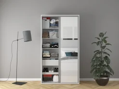 Szafa przesuwna Flex 120 cm z lustrem biały połysk