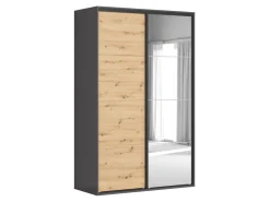 Szafa przesuwna Flex 150 cm z lustrem grafit/dąb artisan