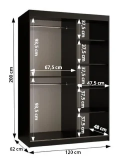 Szafa przesuwna Garderoba DOME 3 120 czarny