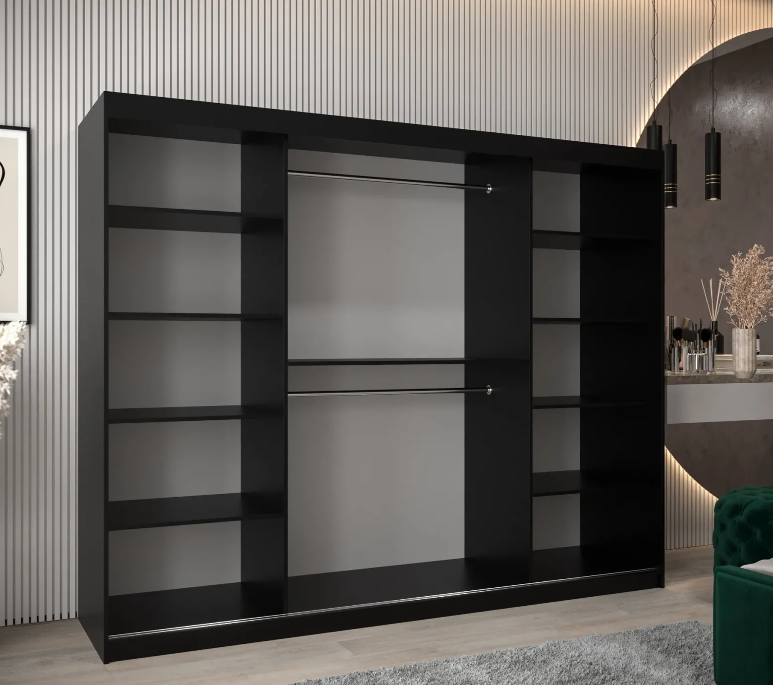 Szafa przesuwna Garderoba FLUTES 2 250 czarny