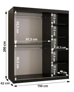 Szafa przesuwna Garderoba Riflo Wave 1 150 biały + biały