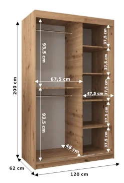 Szafa przesuwna Garderoba Tokyo 1 120 czarny + biały
