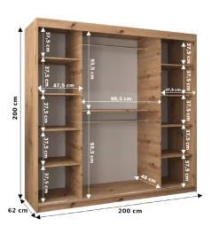 Szafa przesuwna Garderoba YORK 1 200 artisan/artisan