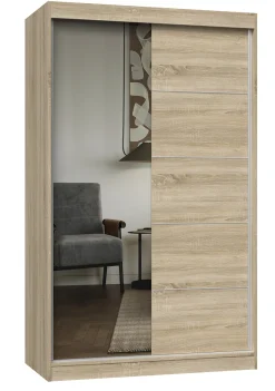 Szafa przesuwna Iga 120cm 1 lustro szprosy Dąb Sonoma