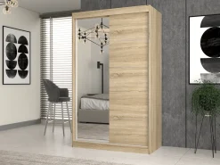 Szafa przesuwna Iga 120cm 1 lustro szprosy Dąb Sonoma