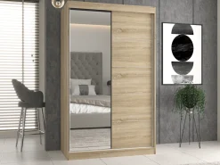 Szafa przesuwna Iga 120cm 1 lustro szprosy Dąb Sonoma