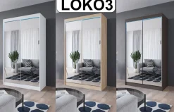 Szafa przesuwna LOKO3 dąb sonoma z lustrami 120 cm
