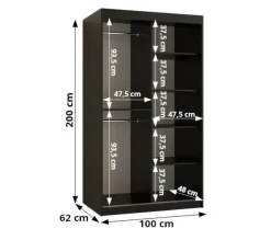 Szafa przesuwna RIFLO SLIM 2 100 czarny mat+ czarny mat