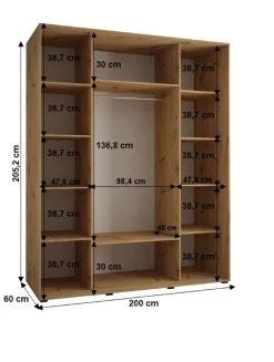 Szafa przesuwna SAPPORO 2 200 gł. 60 biały/biały