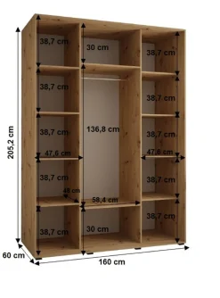 Szafa przesuwna SAPPORO 1 160 gł. 60 czarny/czarny