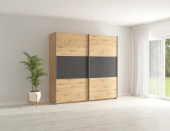 Szafa przesuwna Saturn 218 cm dąb artisan/grafit
