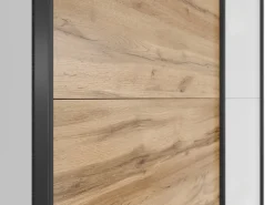 Szafa przesuwna Tetrix 153 cm biały połysk/dąb wotan