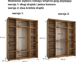Szafa przesuwna 45 wysoka Dakota 6 190 kaszmir+kaszmir+złoty