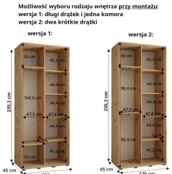 Szafa przesuwna wysoka 45 Dakota 1 120 kaszmir+kaszmir+złoty