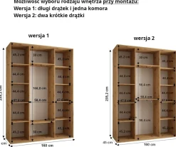 Szafa przesuwna 45 wysoka Dakota 12 160 kaszmir+kaszmir+czar