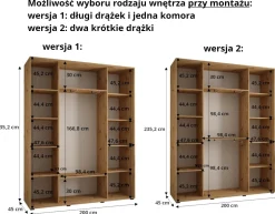 Szafa przesuwna 45 wysoka Dakota 9 200 kaszmir+kaszmir+czarn