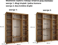Szafa przesuwna 45 wysoka Davos 10 200 artisan+biały+srebrny