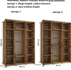 Szafa przesuwna 60 wysoka Davos 3 180 biały+artisan+czarny