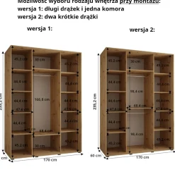 Szafa przesuwna 60 wysoka Davos 1 170 artisan+czarny+czarny