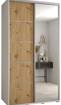 Szafa przesuwna 60 wysoka Davos 5 130 biały+artisan+srebrny