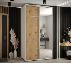 Szafa przesuwna 60 wysoka Davos 5 130 biały+artisan+srebrny