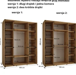 Szafa przesuwna 60 wysoka Davos 13 190 czarny+biały+czarny