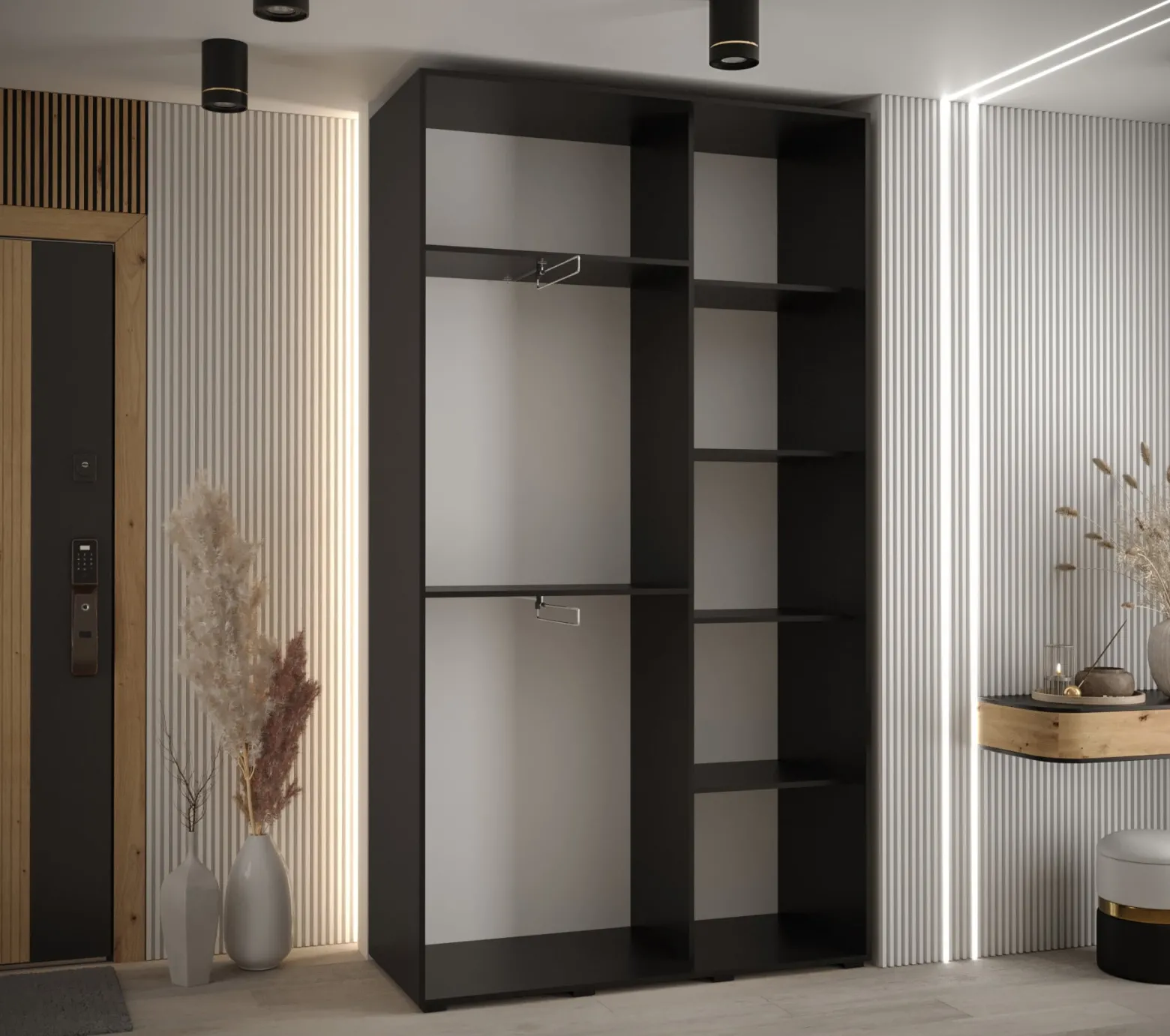 Szafa przesuwna 45 wysoka Davos 11 130 czarny+artisan+czarny