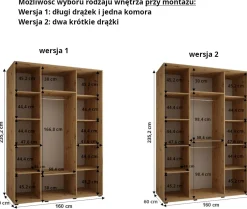 Szafa przesuwna 60 wysoka Davos 1 160 biały+artisan+czarny