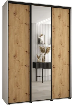 Szafa przesuwna 45 wysoka Davos 3 180 biały+artisan+czarny