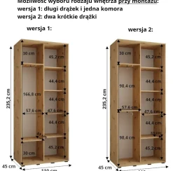 Szafa przesuwna 45 wysoka Davos 7 110 biały+biały+srebrny