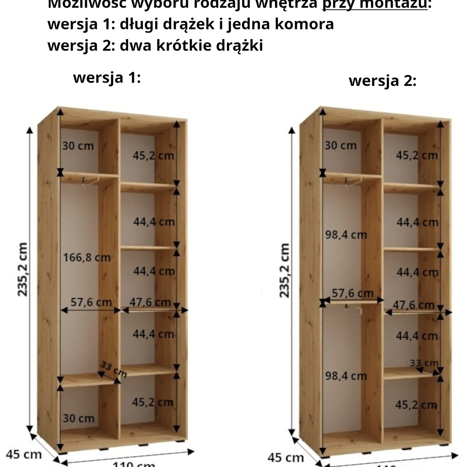 Szafa przesuwna 45 wysoka Davos 7 110 biały+biały+srebrny