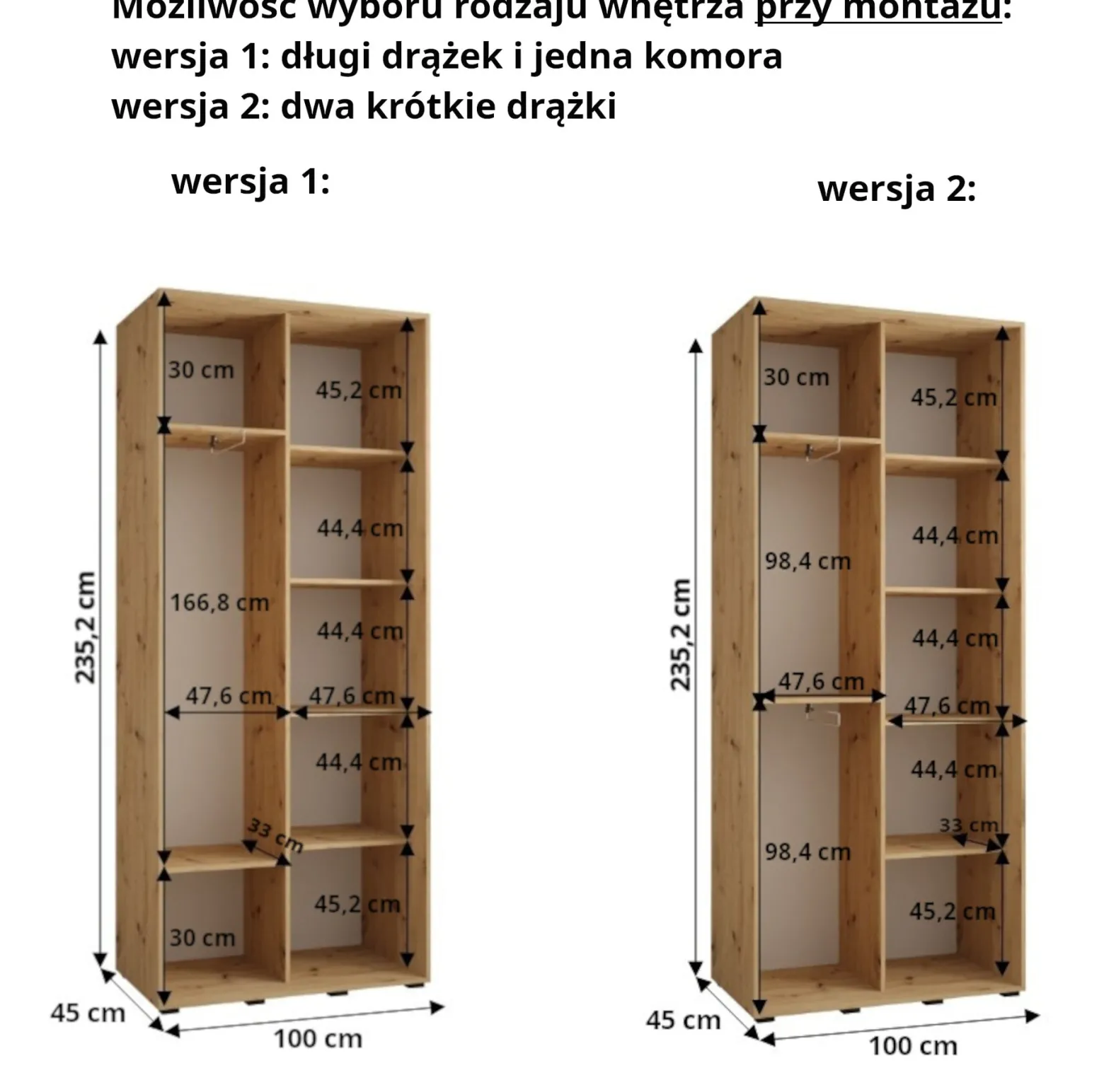 Szafa przesuwna 45 wysoka Davos 7 100 czarny+czarny+srebrny
