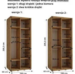 Szafa przesuwna 60 wysoka Davos 1 100 biały+biały+czarny