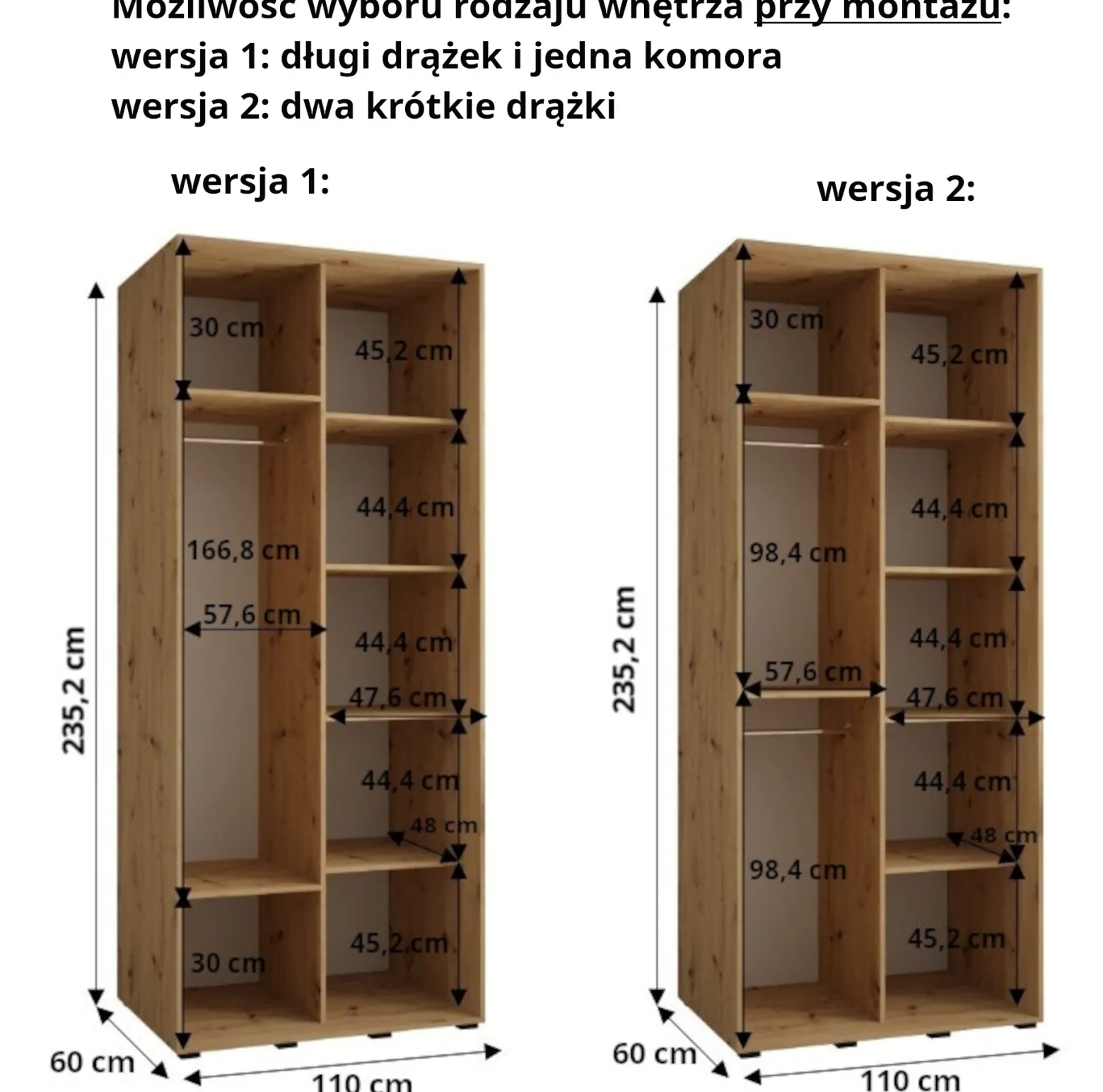 Szafa przesuwna 60 wysoka Davos 11 110 czarny+artisan+czarny