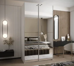 Szafa przesuwna 64 wysoka Lux 2 130 biały+artisan+srebrny