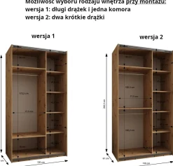 Szafa przesuwna 64 wysoka Lux 2 130 biały+artisan+srebrny