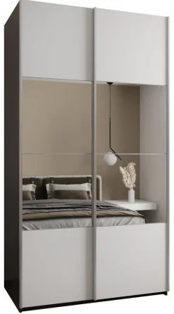 Szafa przesuwna 64 wysoka Lux 4 140 czarny+biały+srebrny