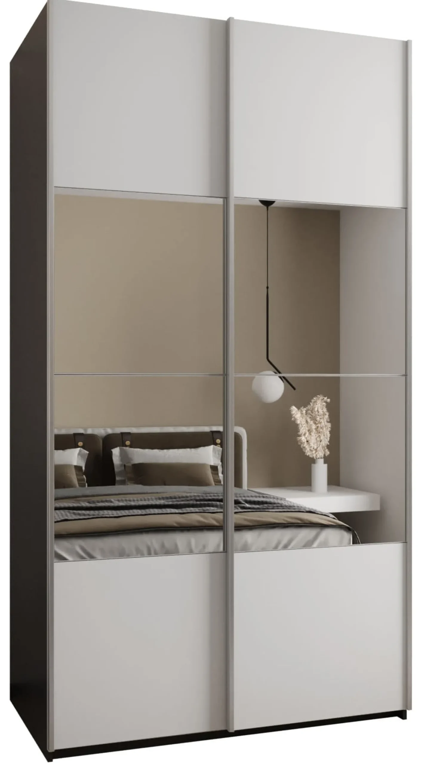 Szafa przesuwna 64 wysoka Lux 4 140 czarny+biały+srebrny