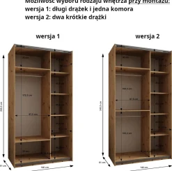 Szafa przesuwna 64 wysoka Lux 4 140 czarny+biały+srebrny