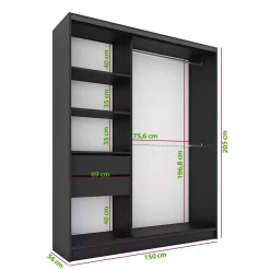 Szafa przesuwna z lamelami 150 cm LAMEL 3D Lefkas
