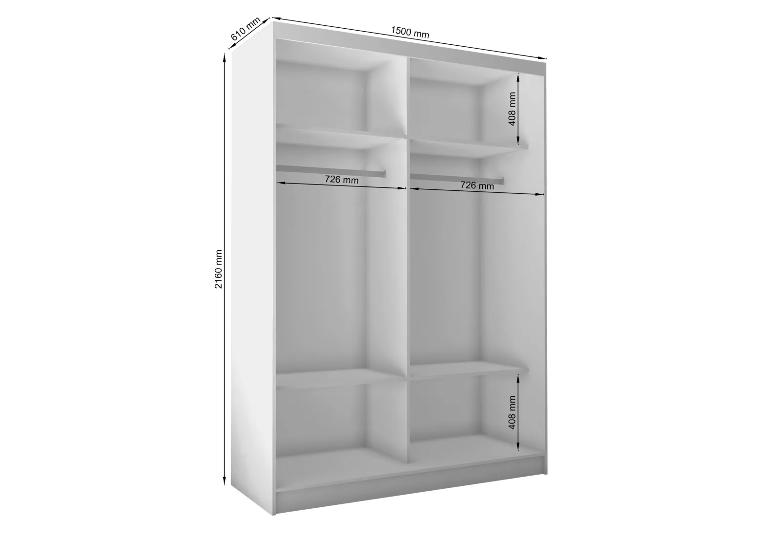 Szafa przesuwna z LED LAMELO 150x216