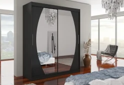 Szafa przesuwna z lustrem BALTIMORE 180 Black