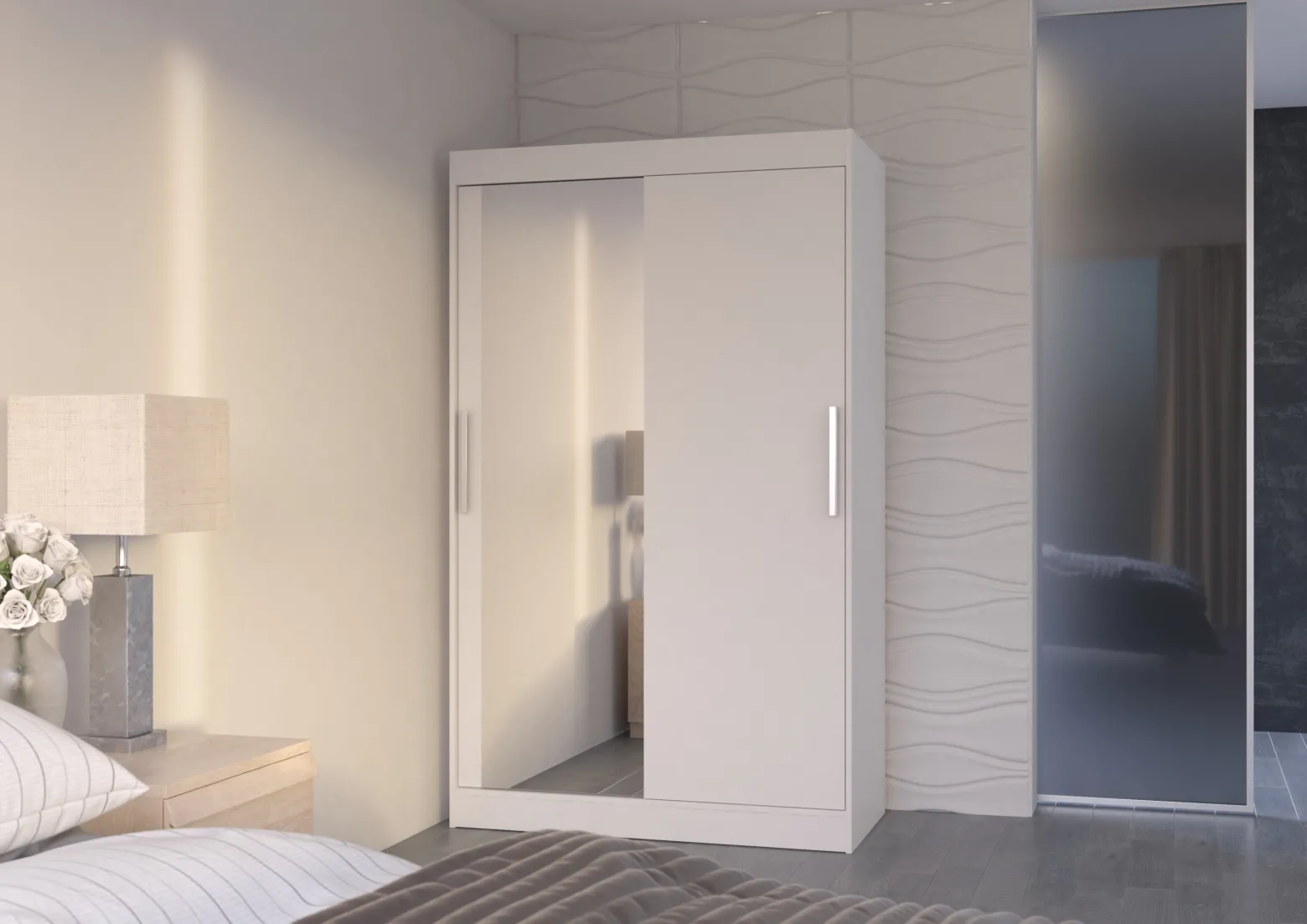 Szafa przesuwna z lustrem BARIO 120 White