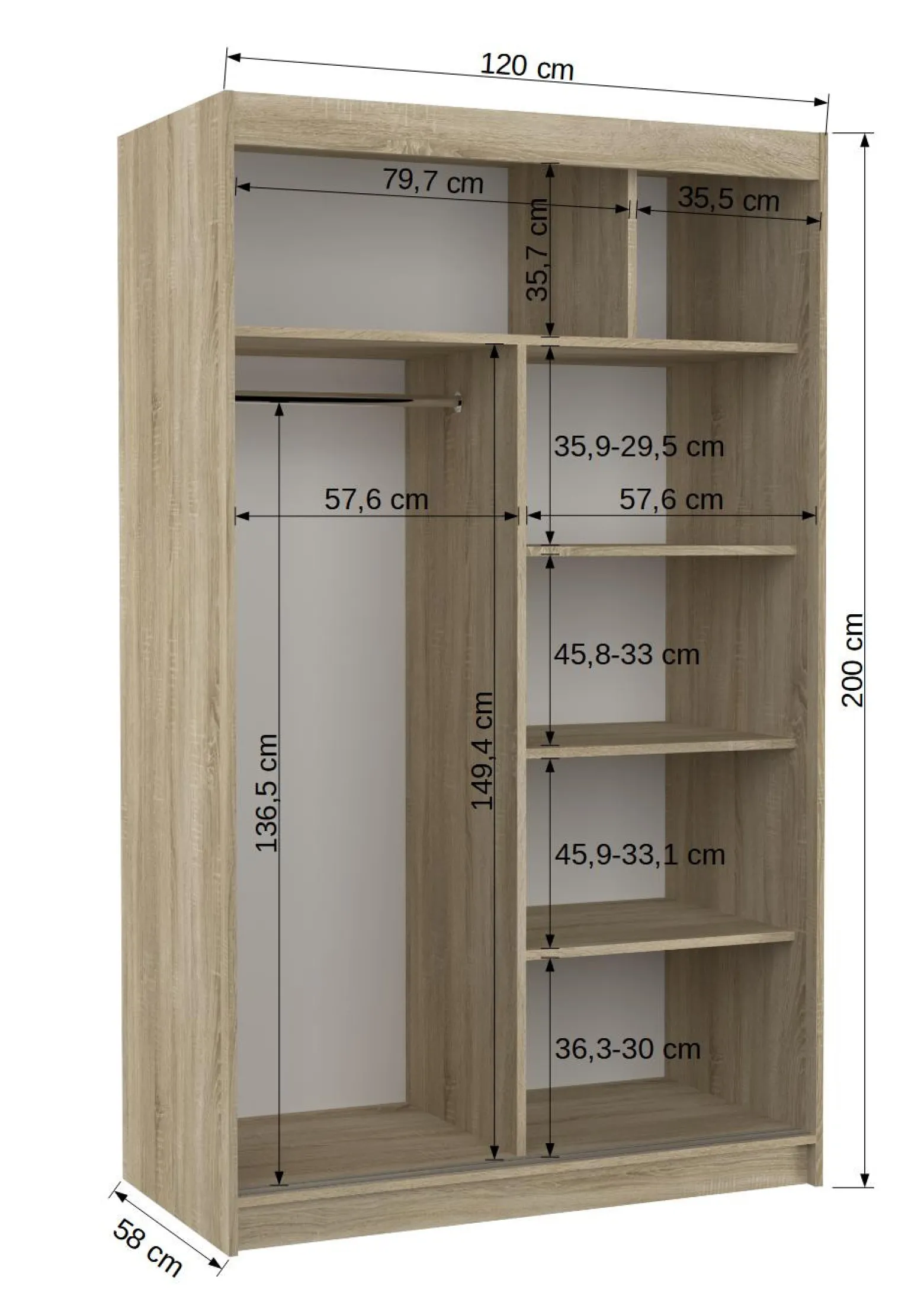 Szafa przesuwna z lustrem BARIO 120 White