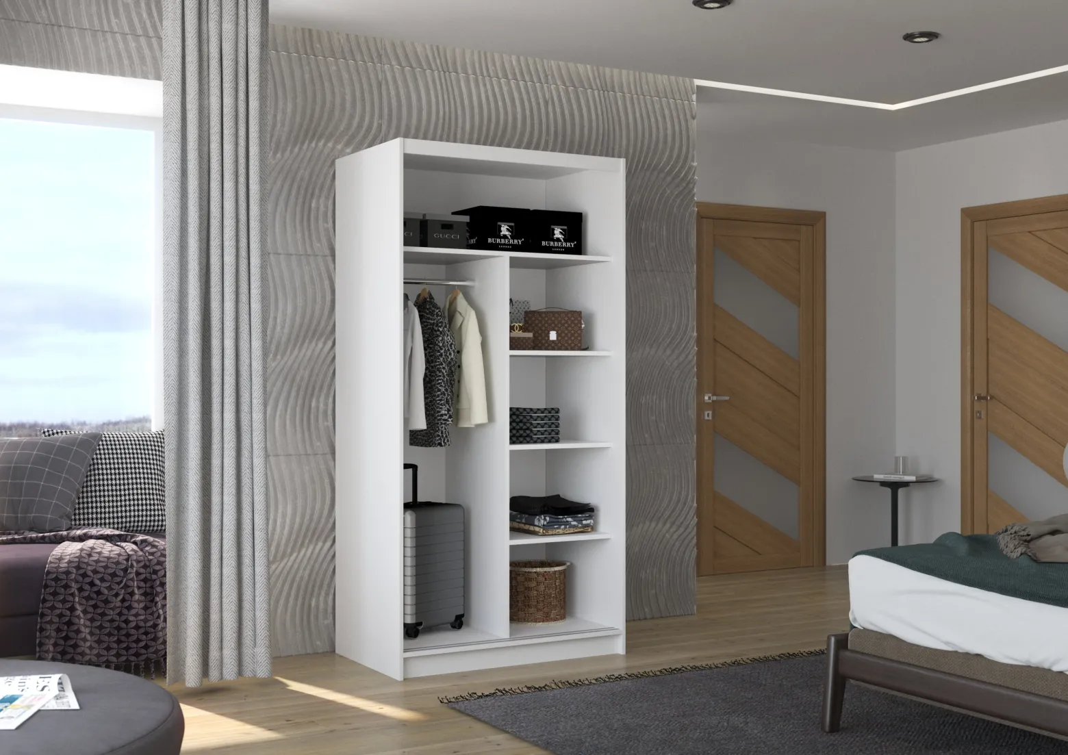 Szafa przesuwna z lustrem BAROS 100 White