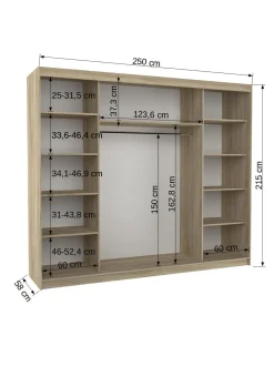 Szafa przesuwna z lustrem CAMBE 250 Sonoma
