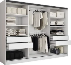 Szafa przesuwna z lustrem 250 cm biała LOFT